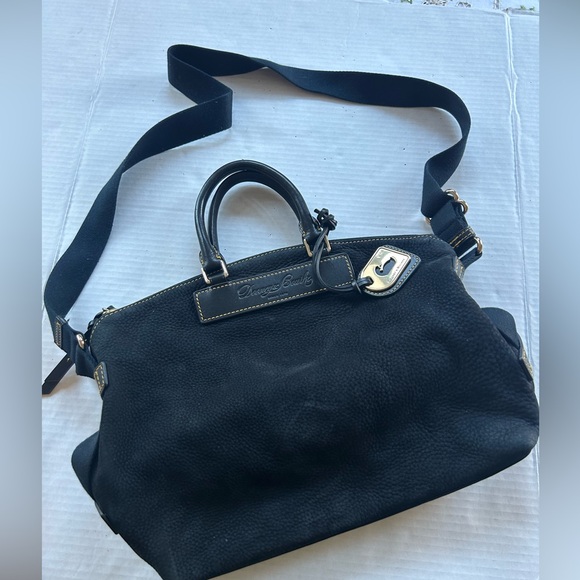 Dooney & Bourke Black Crossbody Bag Textured Florentine vacchetta  Leather as is - Picture 2 of 15